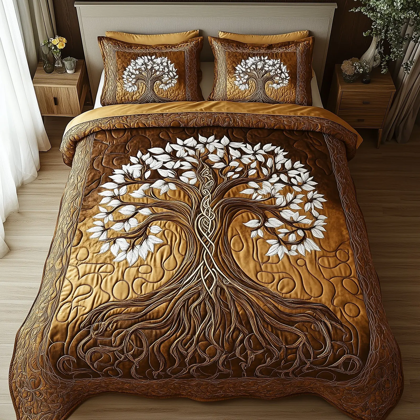 Rooted Harmony Quilted Bedding Set Classic Style
