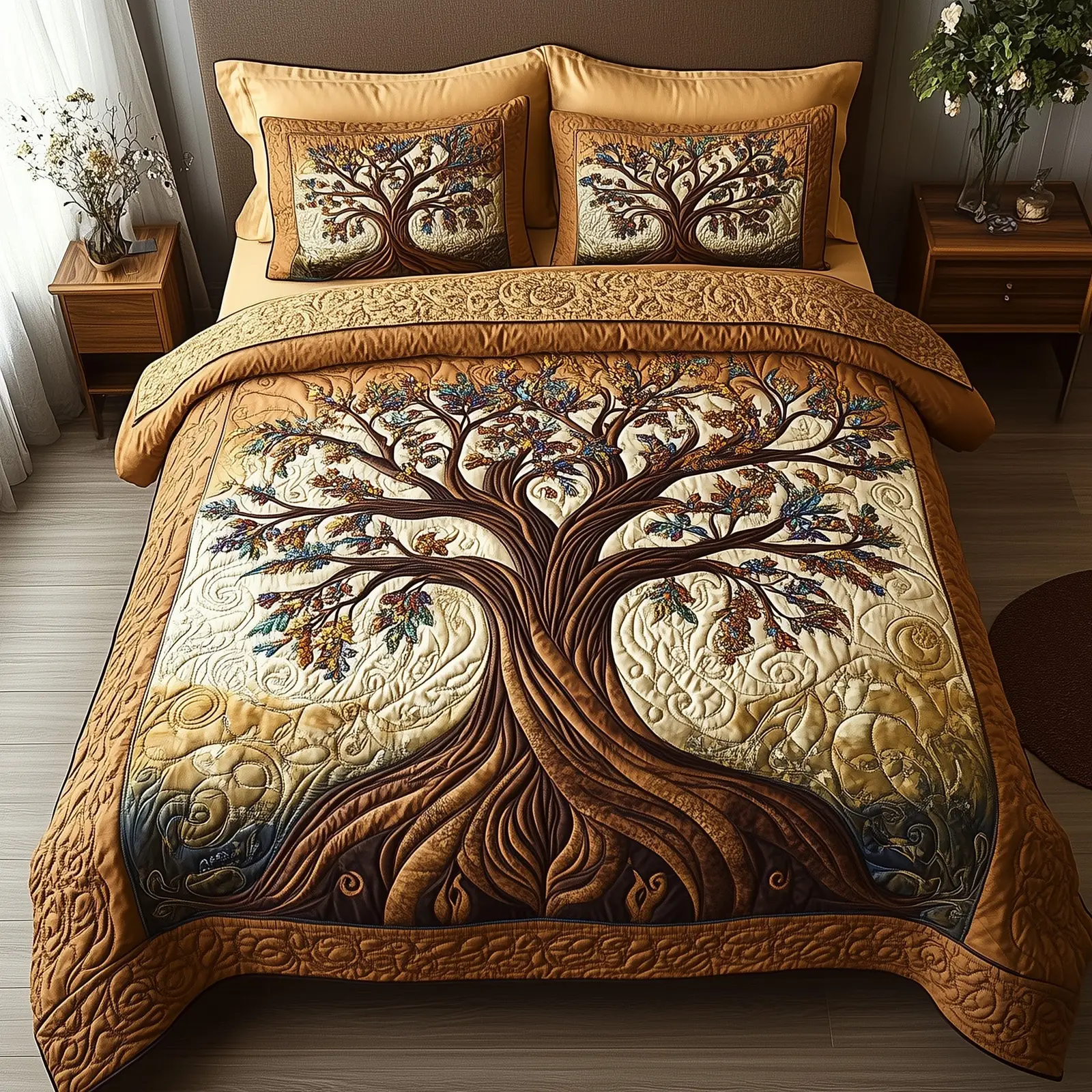 Rooted Harmony Quilted Bedding Set Home Decor Collection