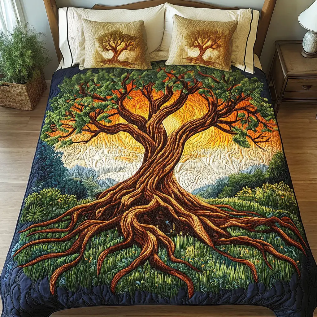 Rooted in Sunshine Quilted Bedding Set Bed Decor Ideas Tree Of Life Christmas Gifts