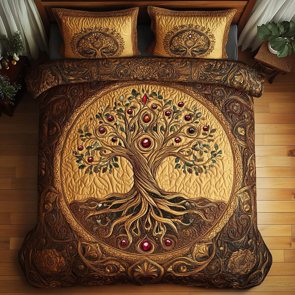 Roots Of Eternity Quilted Bedding Set Duvet Cover Bedspread Gifts For Girlfriend