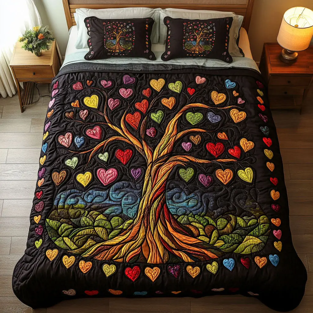 Roots Of Passion Quilted Bedding Set Cozy Home Decor Unique Valentine's Day Ideas Gifts