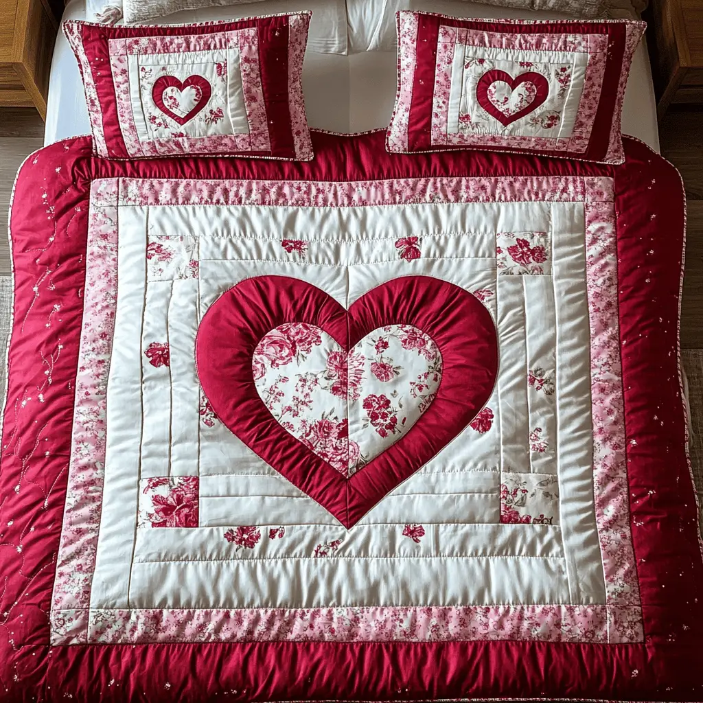 Rose Embrace Quilted Bedding Set Best Family Presents Ideas For Valentine Day