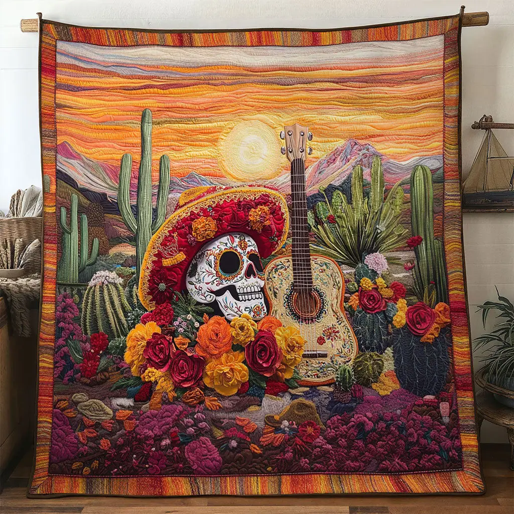 Rose Song Guitar Quilt Thoughtful Holiday Gift Featuring Quilt Blanket