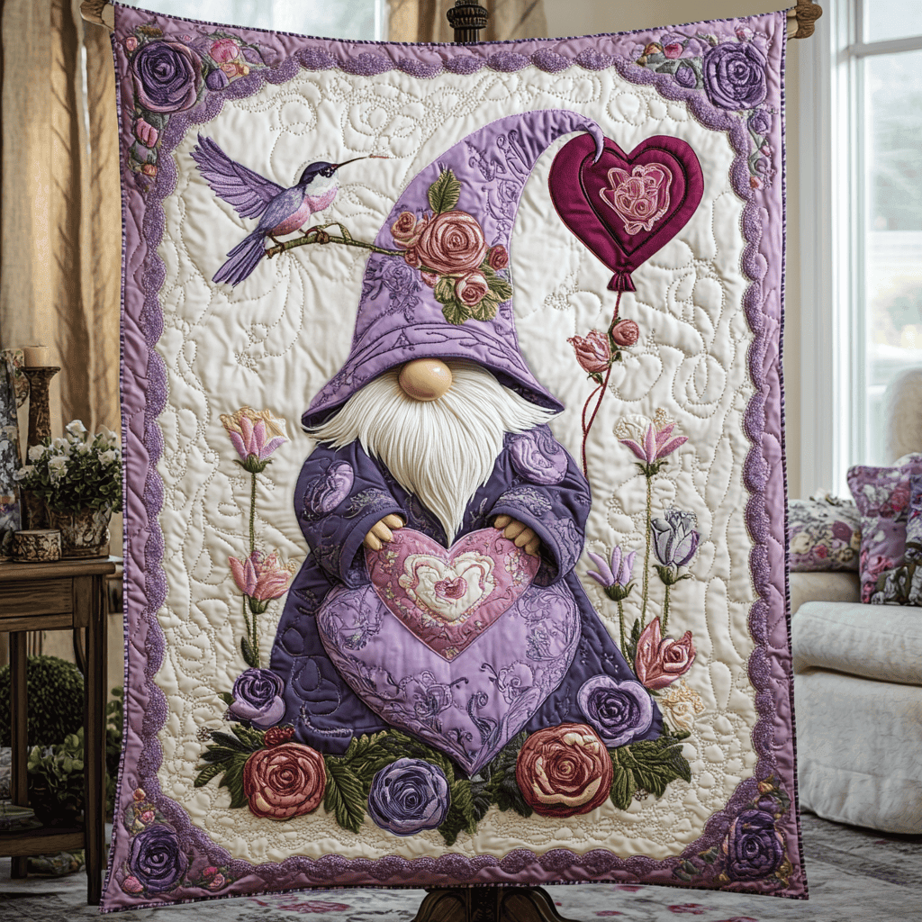 Rosewood Gnome Quilted Blanket Modern Home Decor Valentine's Day Gifts For Her