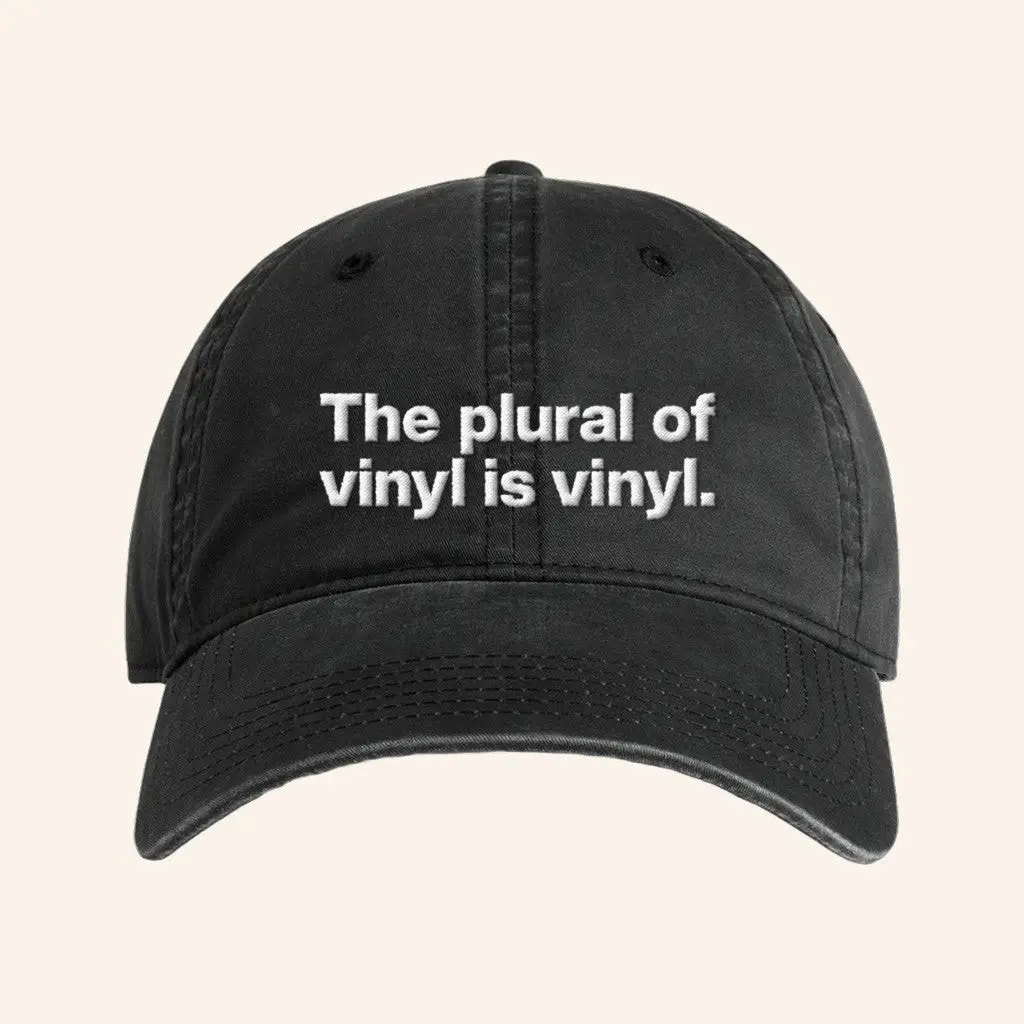 Rough Trade Merch Rough Trade Slogan Series The Plural Of Vinyl Is Vinyl Hat Dad Gifts -WearandDecor