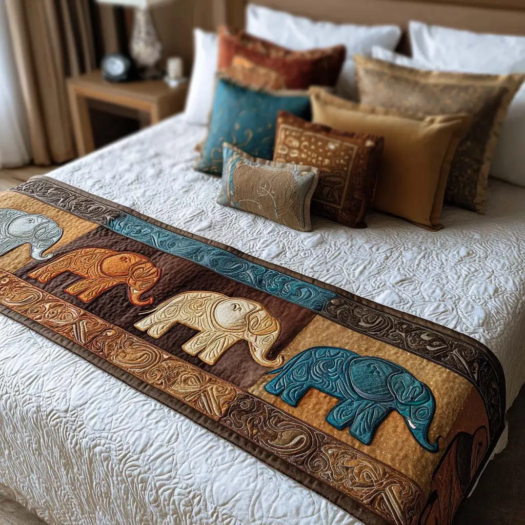 Royal Elephant Quilted Bed Runner Royal Elephant Majestic Home Gift