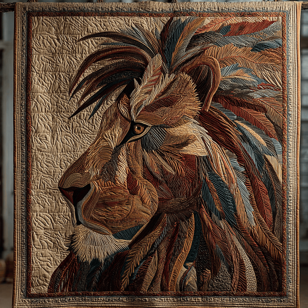 Royal Lion Quilted Blanket Cool Throw Blanket African American Gifts For Her