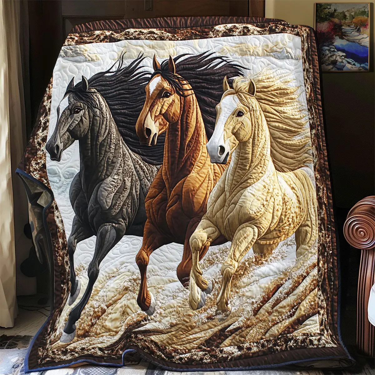 Running Horse Quilt Luxury Throw Blankets Stepdad Gifts For Father's Day