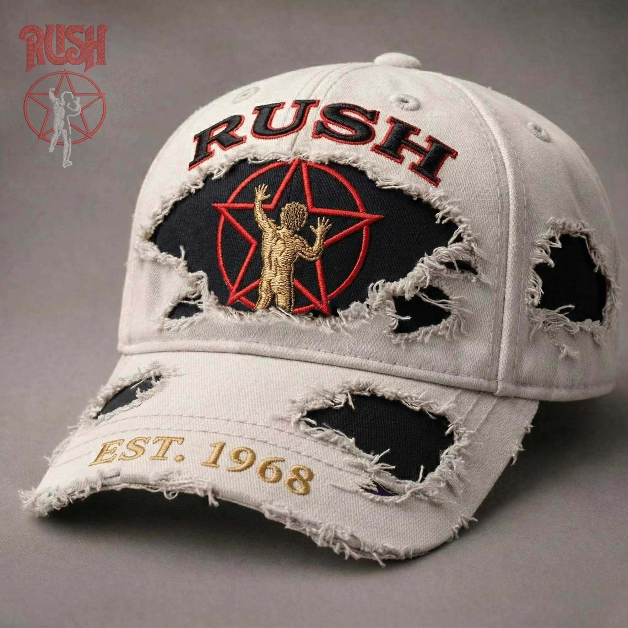 Rush Band Est 1968 Dad Hat Pentagram Logo Baseball Cap Dad Birthday Gifts Rush Band Est 1968 Dad Hat Pentagram Logo Baseball Cap Dad Birthday Gifts - Image 1
