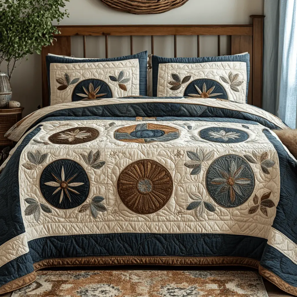 Rustic Bloom Quilted Bedding Set Cute Room Decor Christmas Flower Gifts
