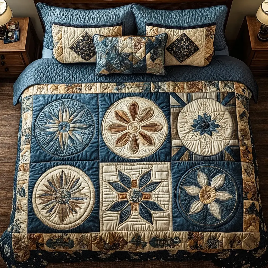 Rustic Bloom Quilted Bedding Set Farmhouse Floral Bedroom Decor Best Gift For Her