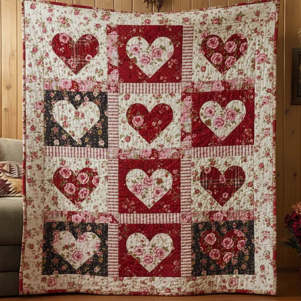 Rustic Heart Quilted Blanket Trendy Home Decor Best Valentine's Day Gifts For Him