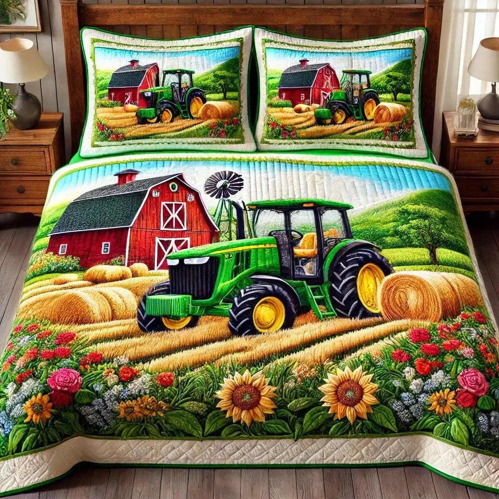 Rustic Meadow Quilted Bedding Set Bed Decor Ideas Tractor Themed Gifts For Adults Rustic Meadow Quilted Bedding Set Bed Decor Ideas Tractor Themed Gifts For Adults - Image 1