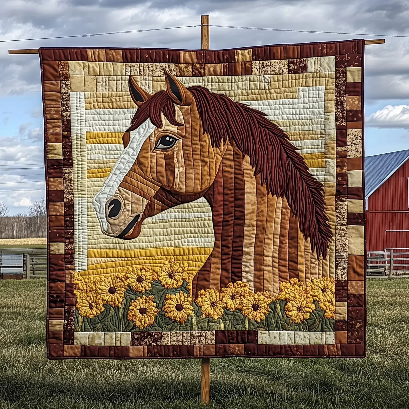 Rustic Rider Quilted Blanket Farmhouse Style Horse Blanket Unique Gifts For Horse Lovers