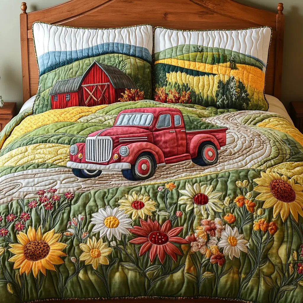 Rustic Roads  Quilted Bedding Set  Duvet Cover Queen Best 4Th Of July Gifts