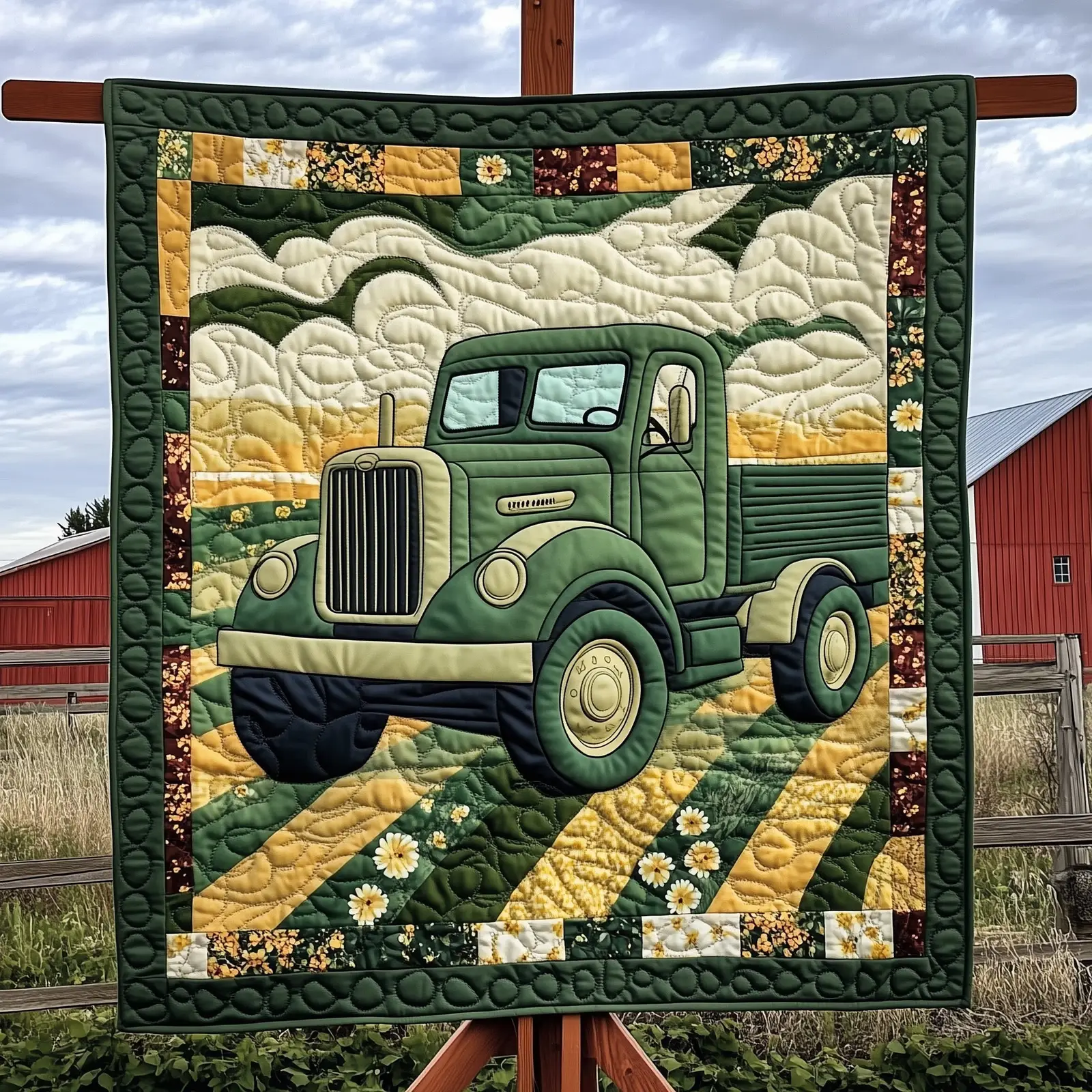 Rustic Roads Truck Quilted Blanket Antique Truck Art Blanket Gift For Truck Enthusiast