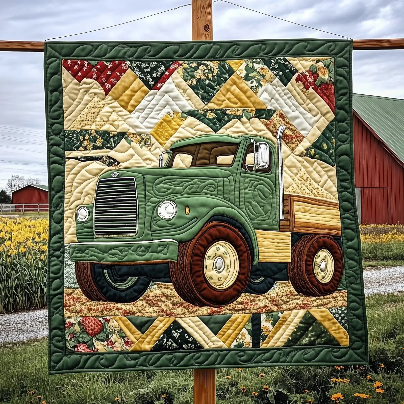 Rustic Roads Truck Quilted Blanket Cozy And Warm Bedding Gift For Truck Enthusiast