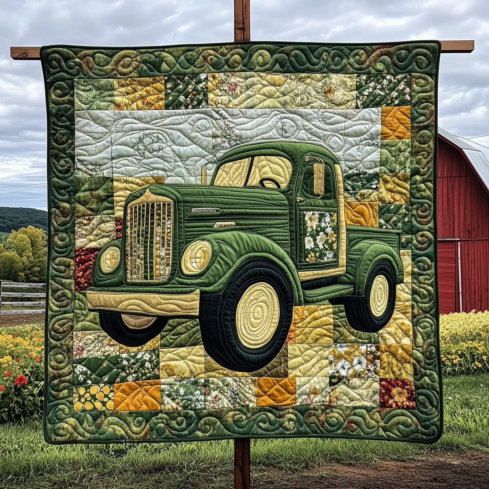 Rustic Roads Truck Quilted Blanket Lightweight Comfort Cover Gift For Truck Enthusiast