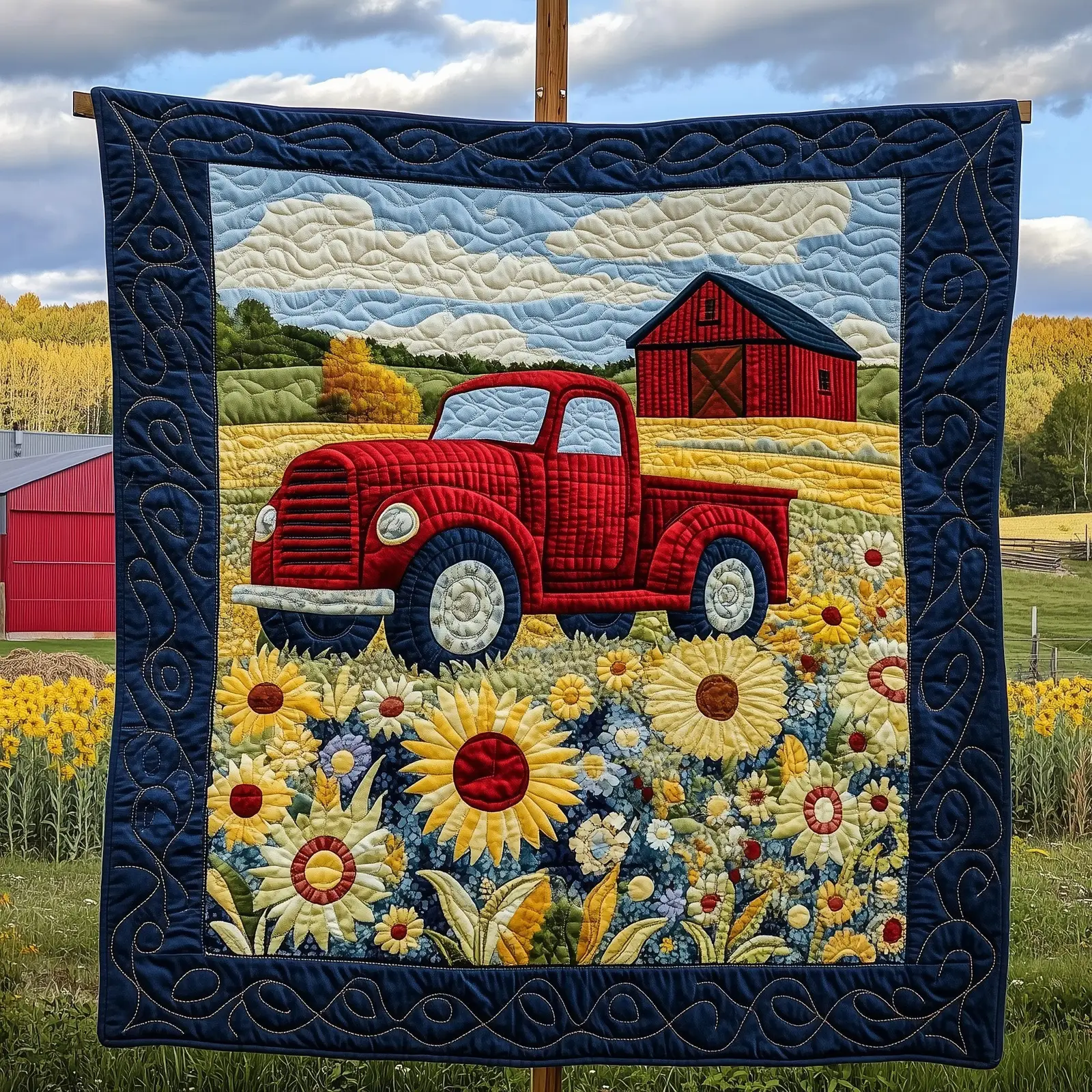 Rustic Roads Truck Quilted Blanket Soft And Cozy Vehicle Throw Gift For Truck Enthusiast