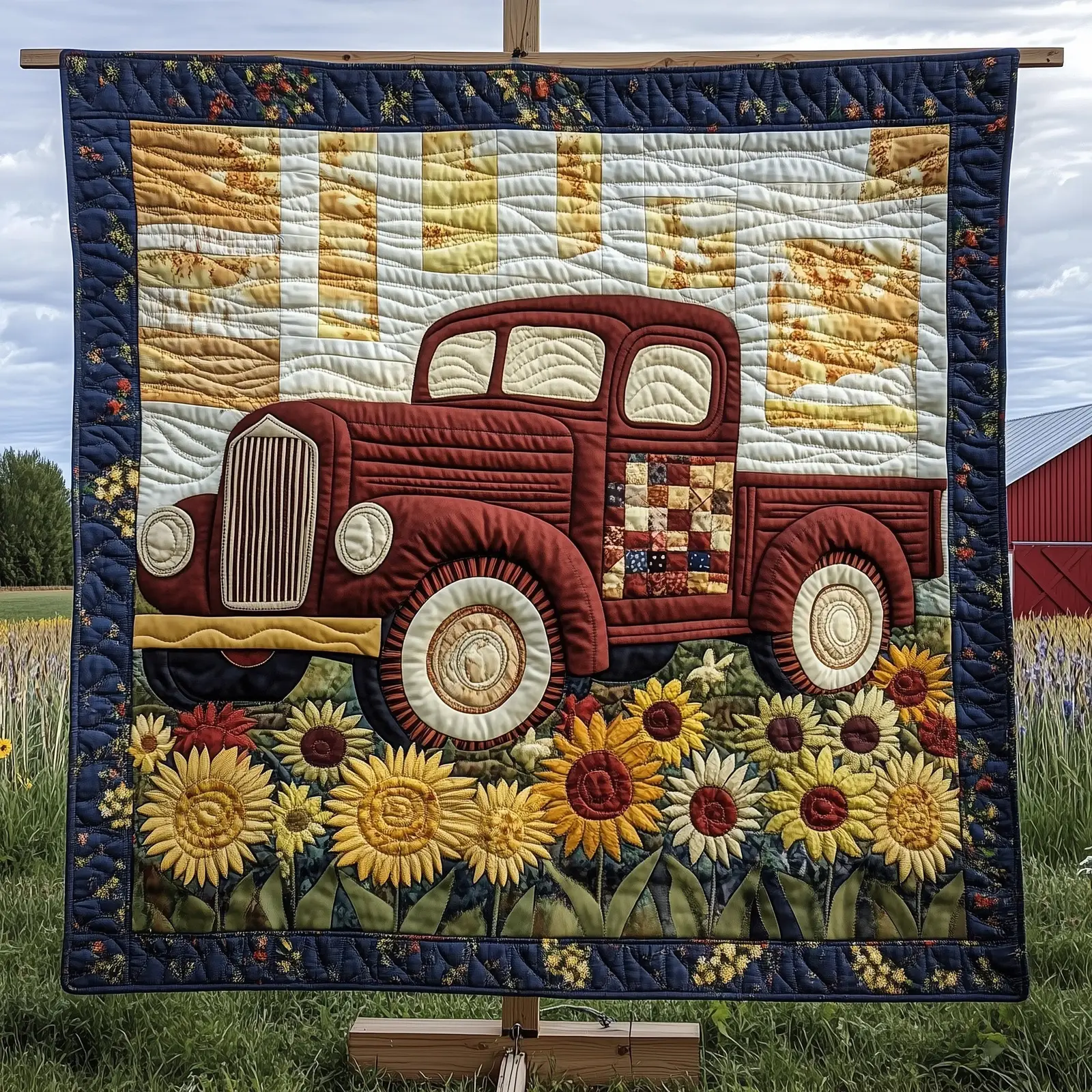 Rustic Roads Truck Quilted Blanket Unique Gift For Truck Fans Gift For Truck Enthusiast