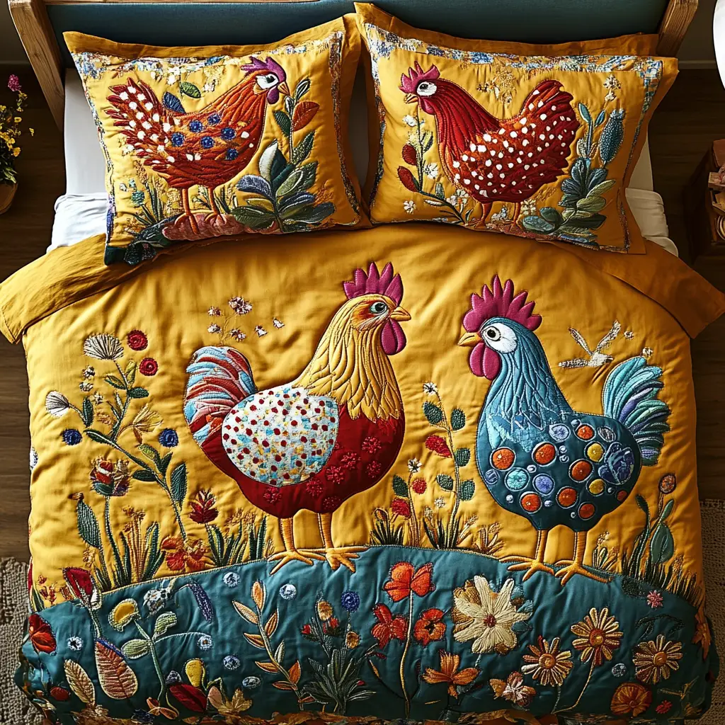 Rustic Roost Quilted Bedding Set Bedroom Decor Ideas Gifts For People Who Raise Chickens