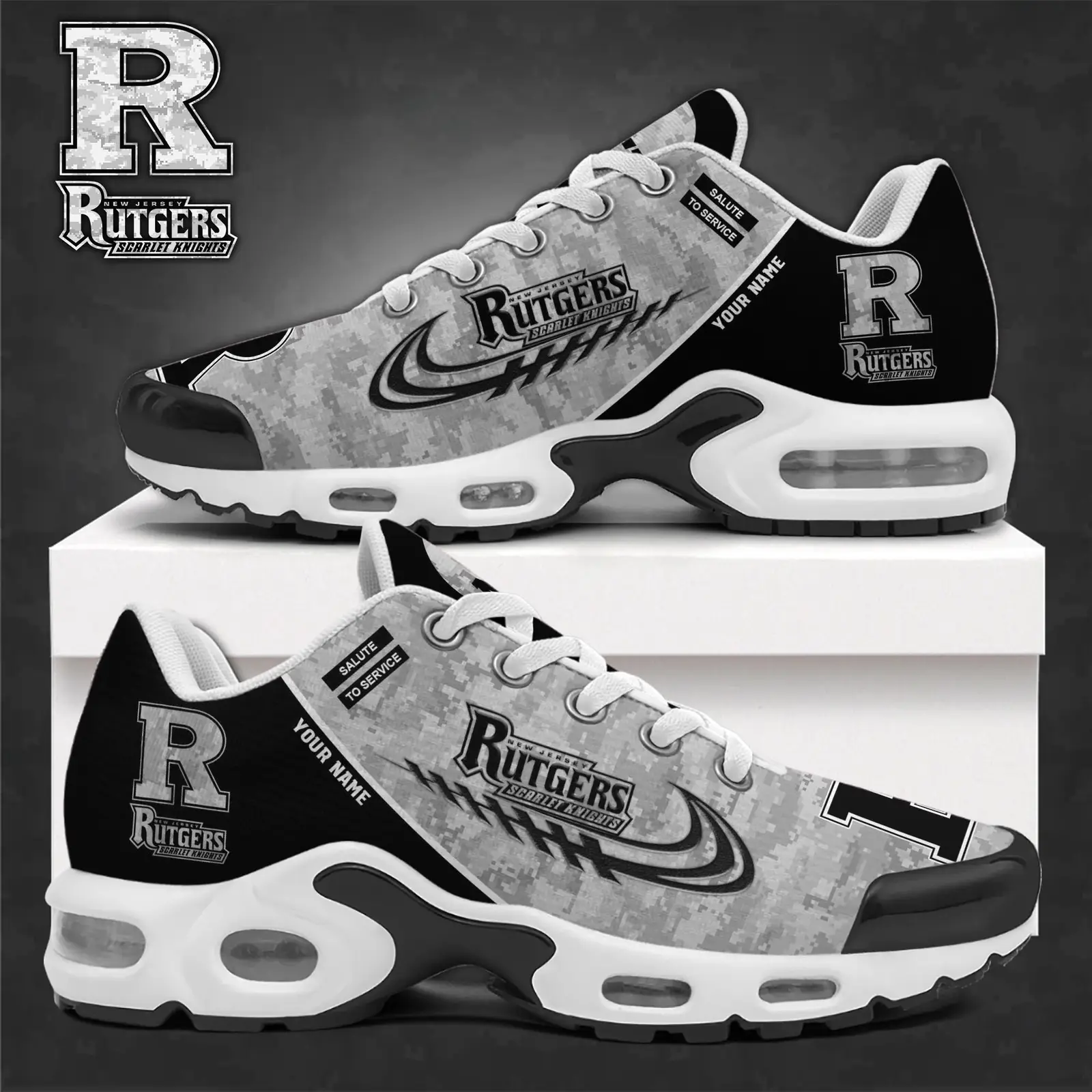 Rutgers Scarlet Knights Shoes 2026 Version Custom Name Air Max Shoes & Air Cushion Sneakers