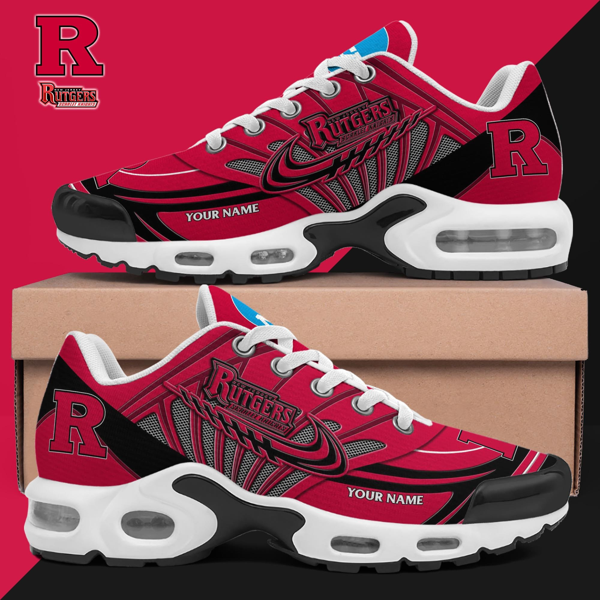 Rutgers Scarlet Knights Shoes 2026 Version Custom Your Name Air Max Shoes & Air Cushion Sneakers