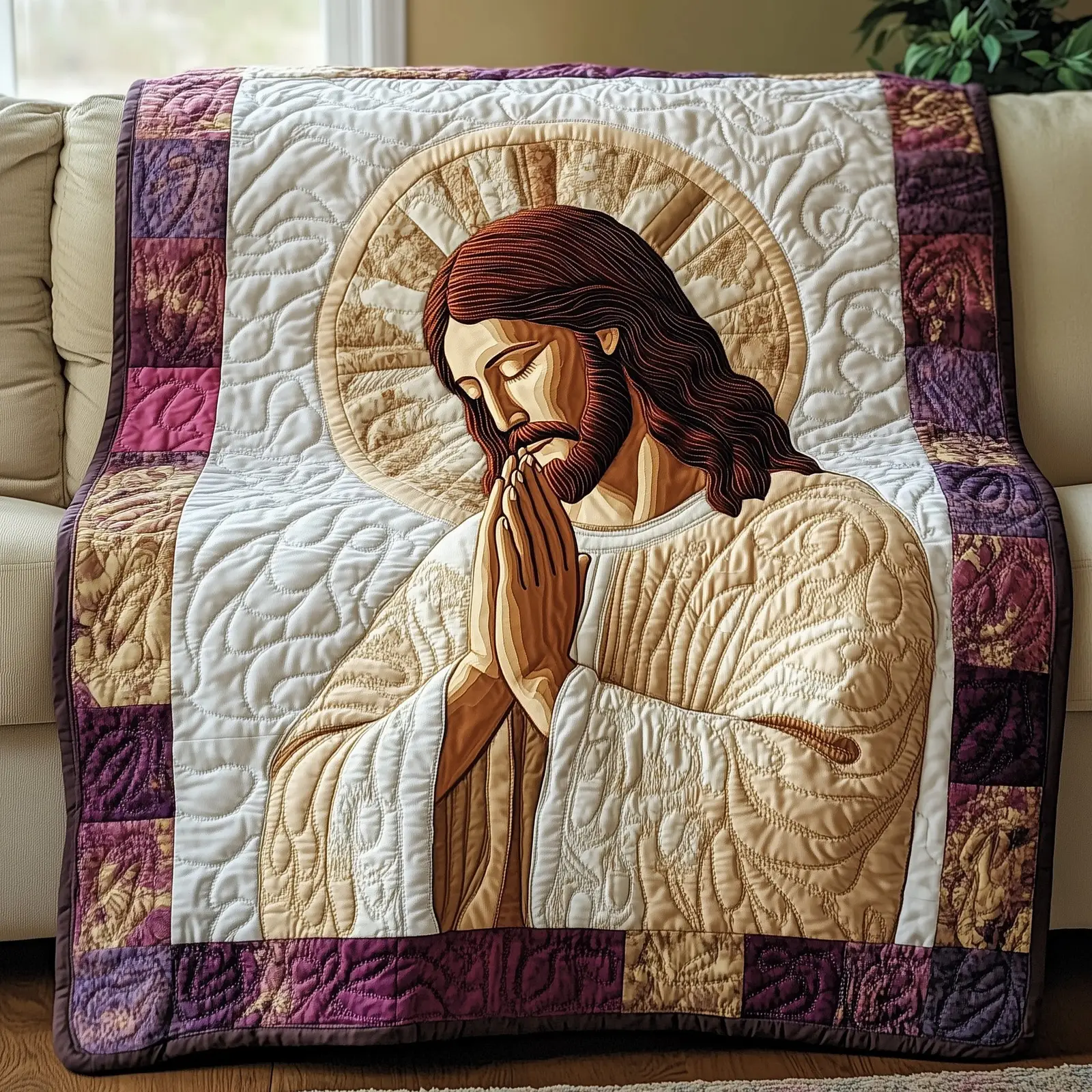 Sacred Moments Of Prayer Quilted Blanket Sofa Decorations  Themed Gifts For Mom