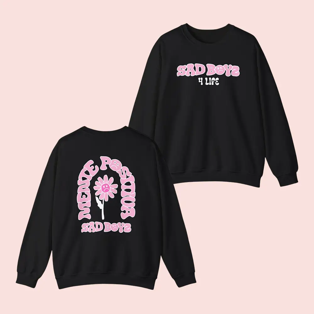 Sad Boyz Merch Junior H Sad Boyz Flower Sweatshirt Mente Positiva Sweatshirt Fan Apparel