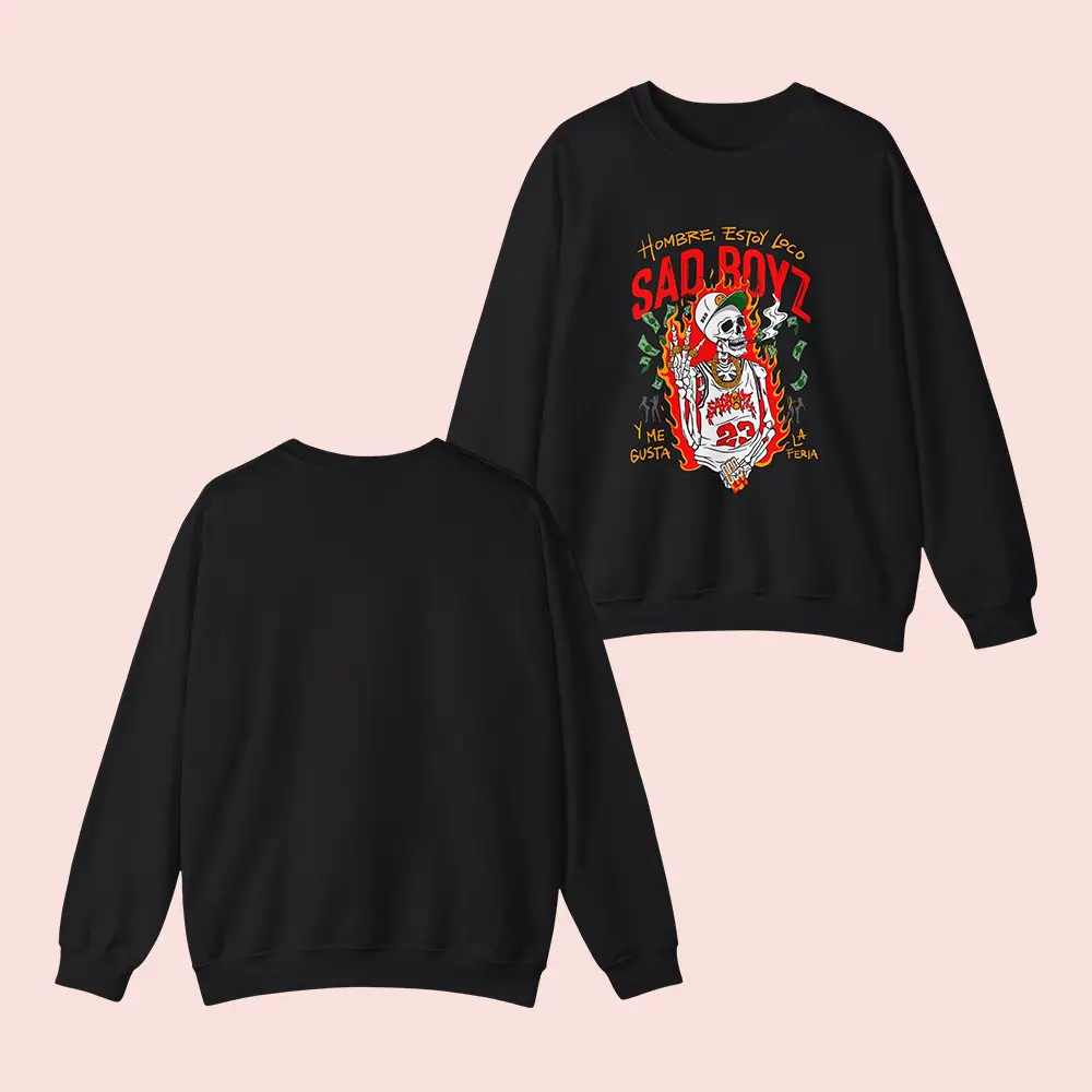 Sad Boyz Merch Sad Boyz By Junior H Loco Black Sweatshirt Junior H Merch For Fans