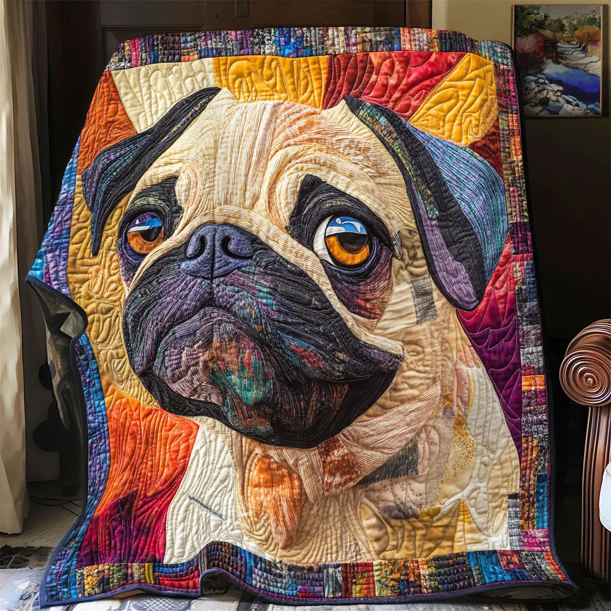 Sad Pug Quilt Blanket Fluffy Throw Blanket Modern Design Gifts For Pug Lovers