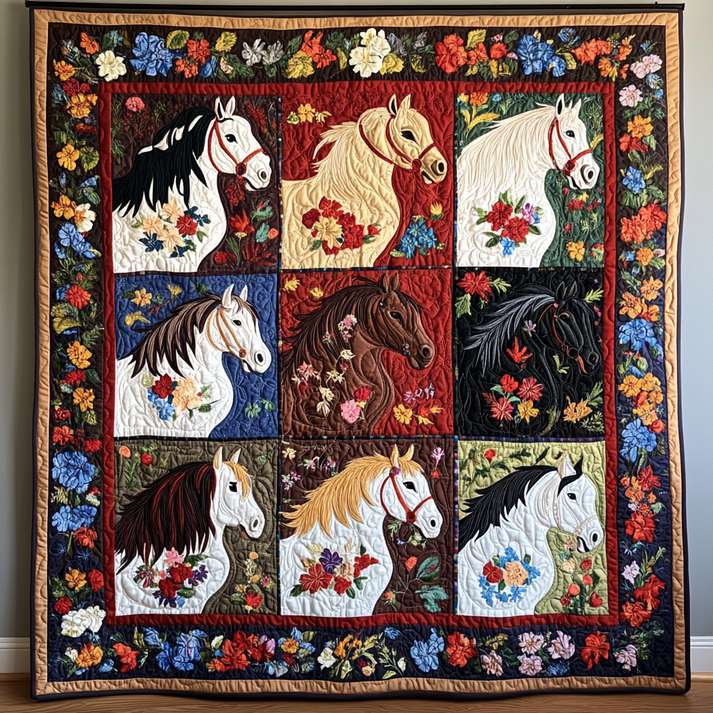 Saddle Bloom Quilted Blanket Holiday Throw Blanket Gifts For Someone Who Loves Horses