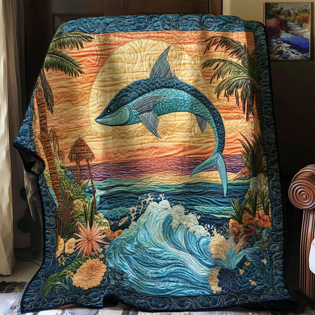 Sailfish Sunrise Quilt Luxury Throw Blankets Mother's Day Gifts For Daughter