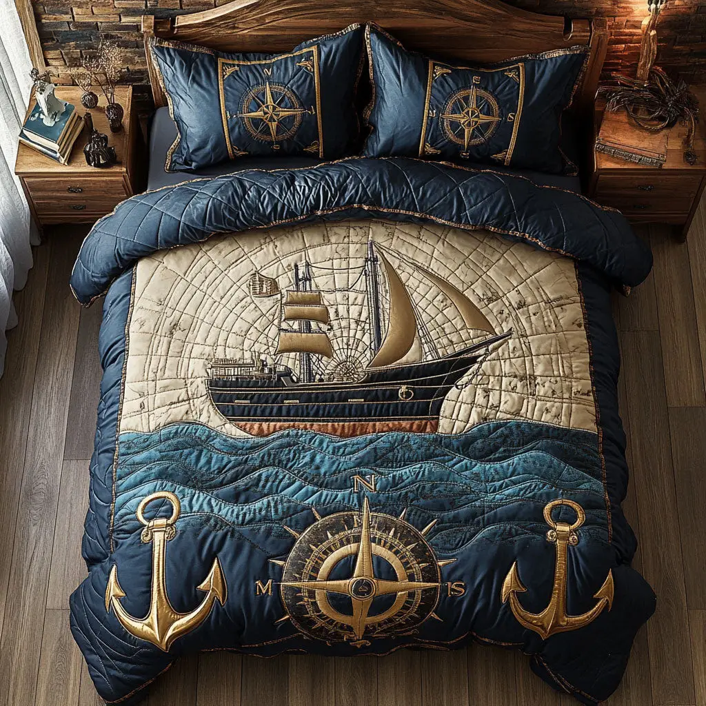 Sailor's Heritage Map CP14Quilted Bedding Set Duvet Cover Bedspread Present Ideas For Husband