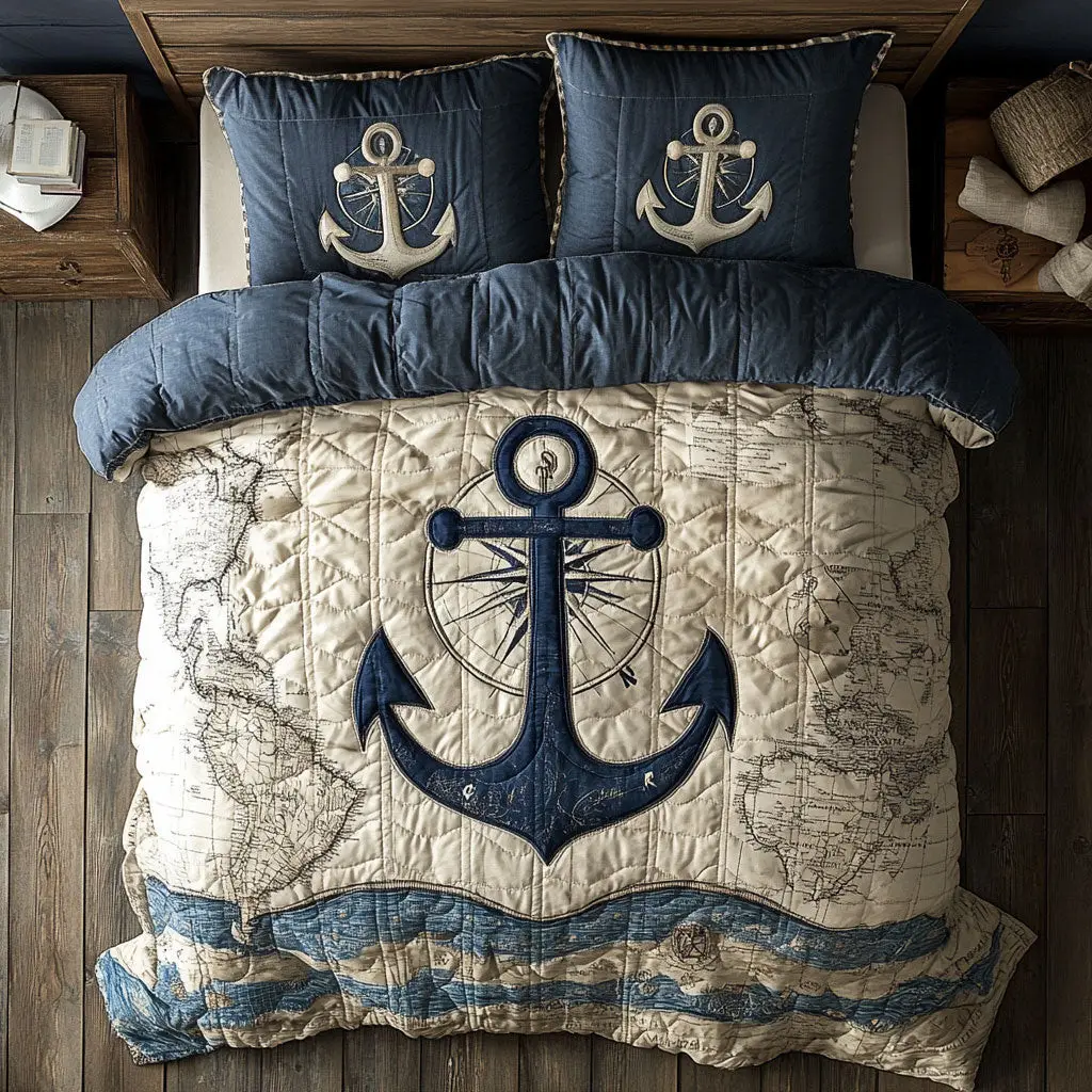 Sailor's Journey Quilted Bedding Set Duvet Cover Bedspread Gifts For Family