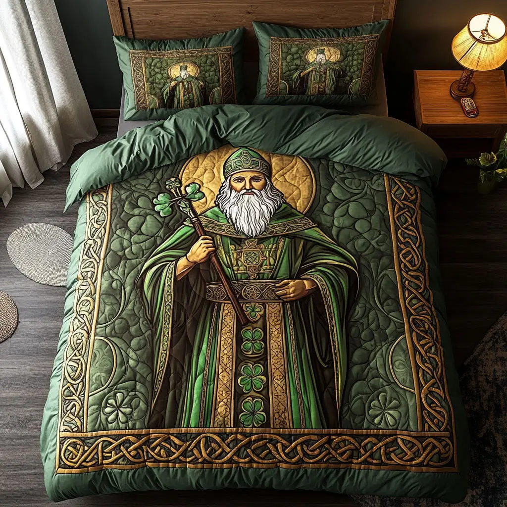 Saint Patrick Lover Quilted Bedding Set Bedroom Decorations St Patrick Gifts For Lovers