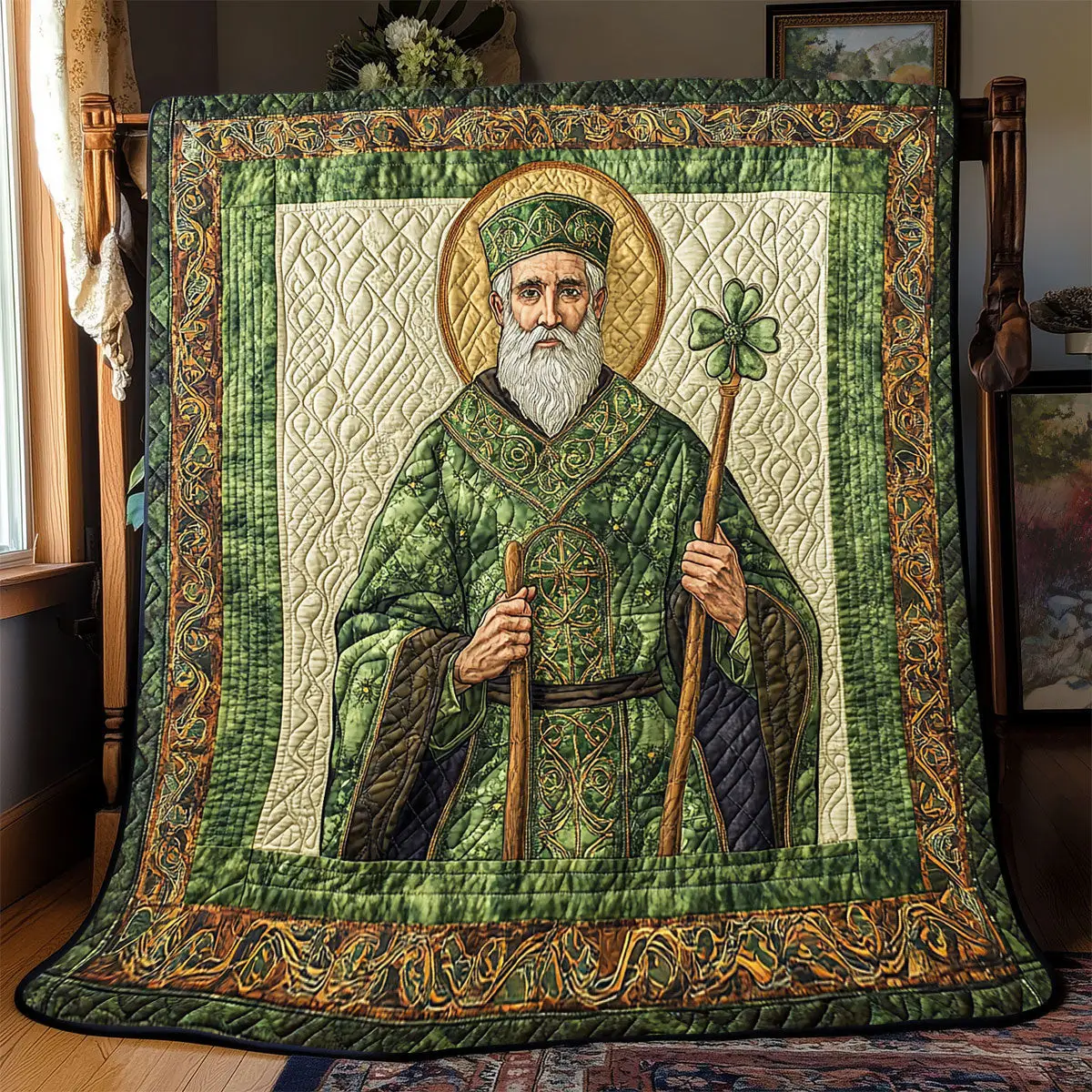 Saint Patrick Quilt Luxury Throw Blankets Mother's Day Gifts For Daughter Saint Patrick Quilt Luxury Throw Blankets Mother's Day Gifts For Daughter - Image 1