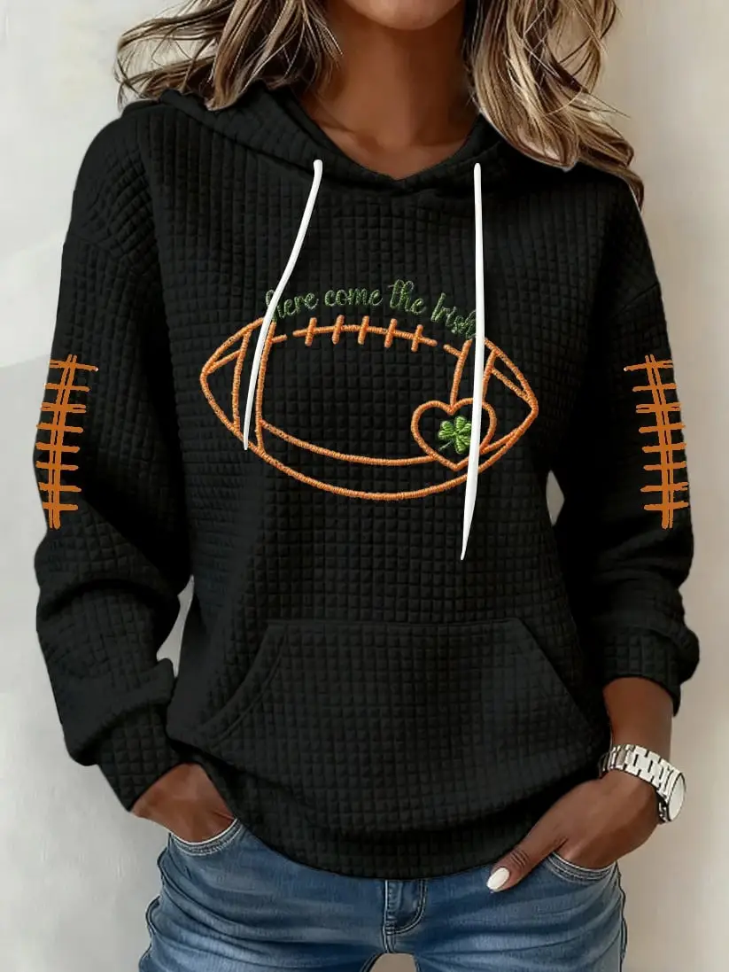 Saint Patrick's Day Hoodie Football Here Come The Irish Clothes Gift For Fans