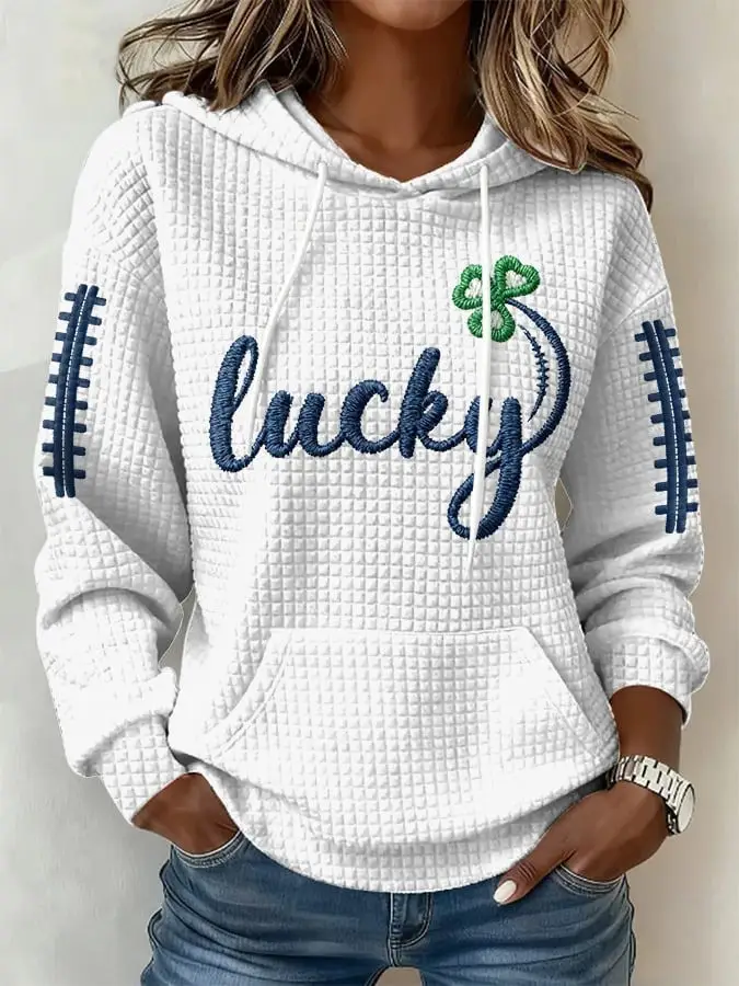 Saint Patrick's Day Hoodie Lucky Irish Shamrock Clothing Ideas For Football Women
