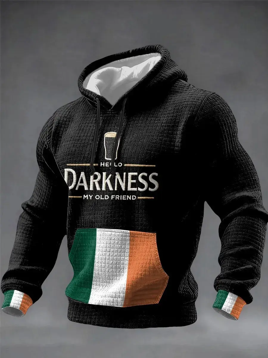 Saint Patricks Day Merch Hello Darkness My Old Friend Hoodie Waffle Gift for Son