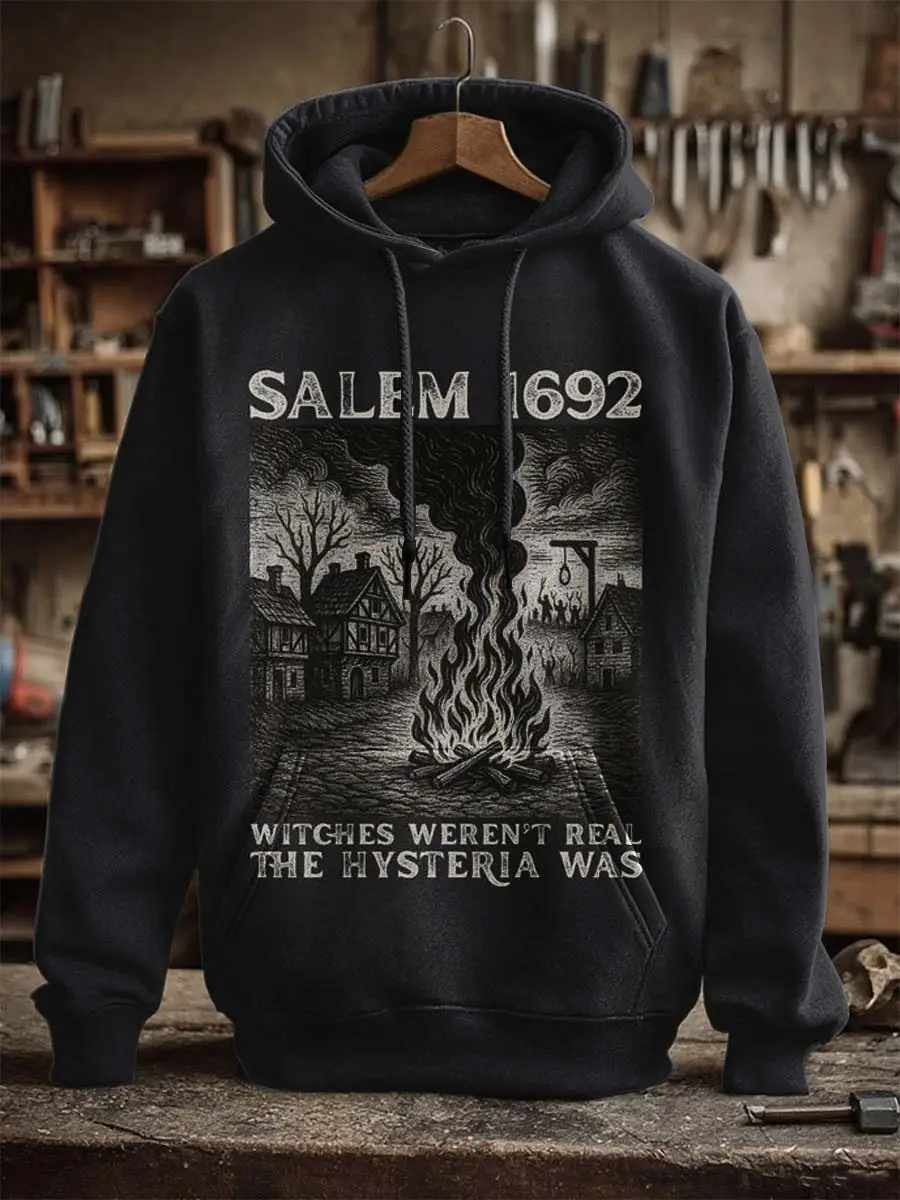 Salem 1692 Hoodie Witches Weren't Real Apparel Witch Trials Graphic Gifts For Witch Lovers