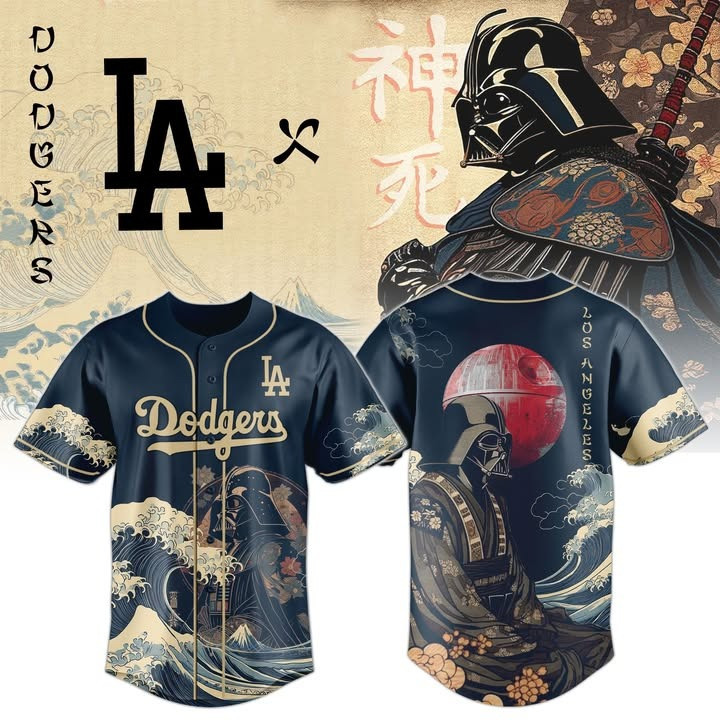 Samurai Vader x LA Dodgers Jersey Jersey Edo Art Ukiyo-e Waves Star Wars Fan Gifts For Him Samurai Vader x LA Dodgers Jersey Jersey Edo Art Ukiyo-e Waves Star Wars Fan Gifts For Him - Image 1