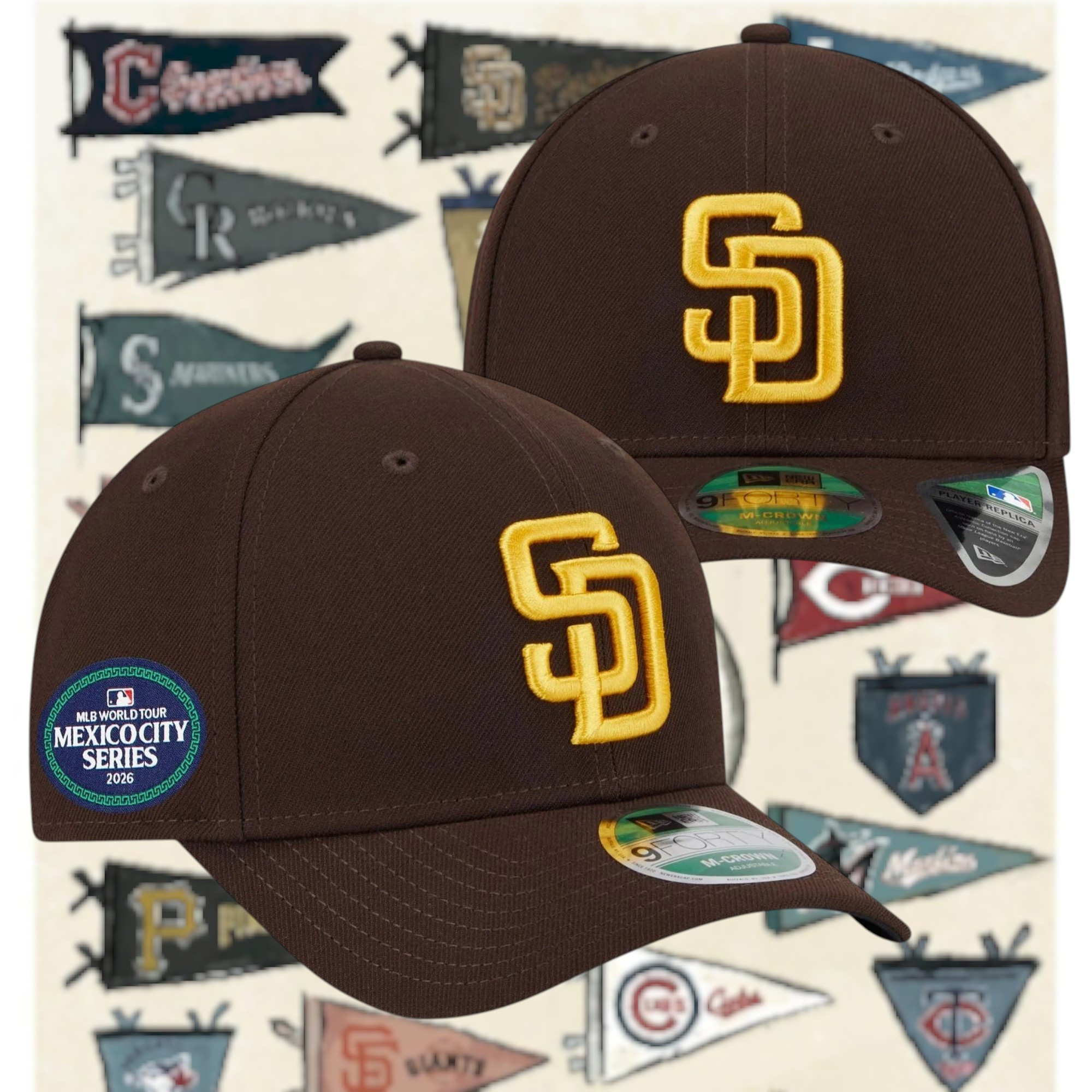 San Diego Padres 2026 Baseball Cap MLB World Tour Mexico City Series Merch Fan Gear