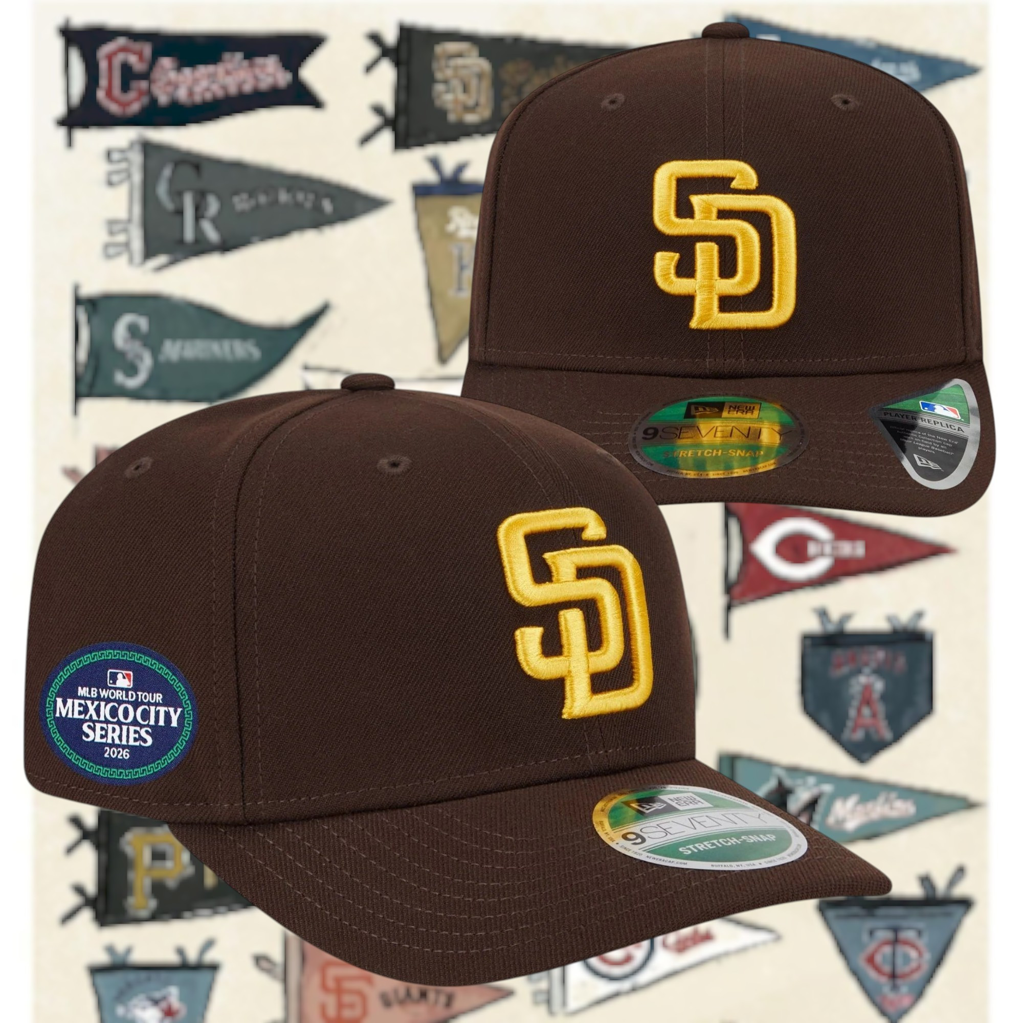 San Diego Padres 2026 Snapback Hat MLB World Tour Mexico City Series Hat Authentic Collectible Gift