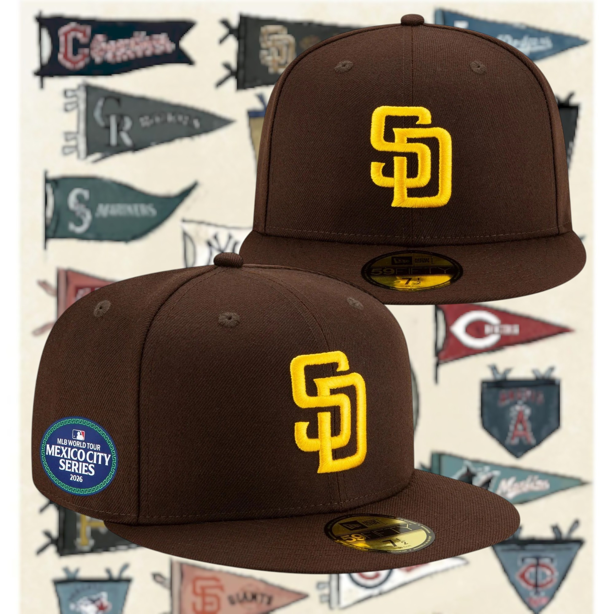 San Diego Padres 2026 Snapback Hat MLB World Tour Mexico City Series Merch Baseball Gift