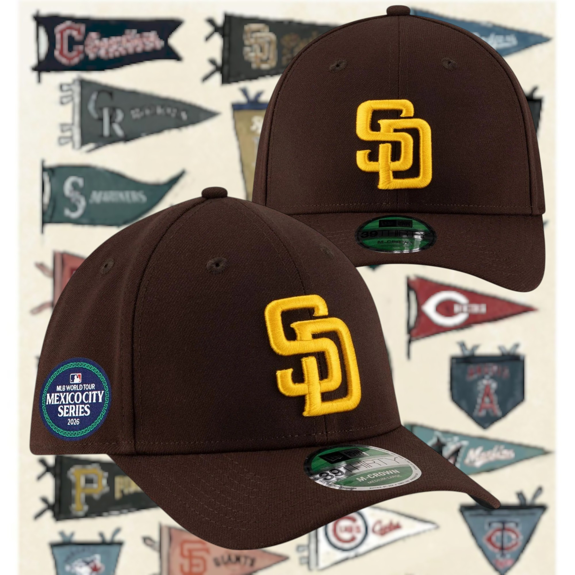 San Diego Padres Baseball Cap 2026 MLB World Tour Mexico City Series Cap Hat Gift Ideas For Fans