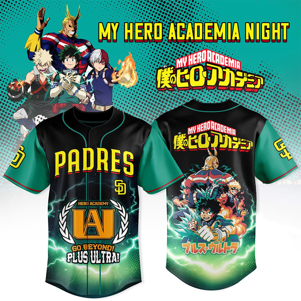 San Diego Padres My Hero Academia Night 2026 Baseball Jersey Padres Merch Fan Gifts