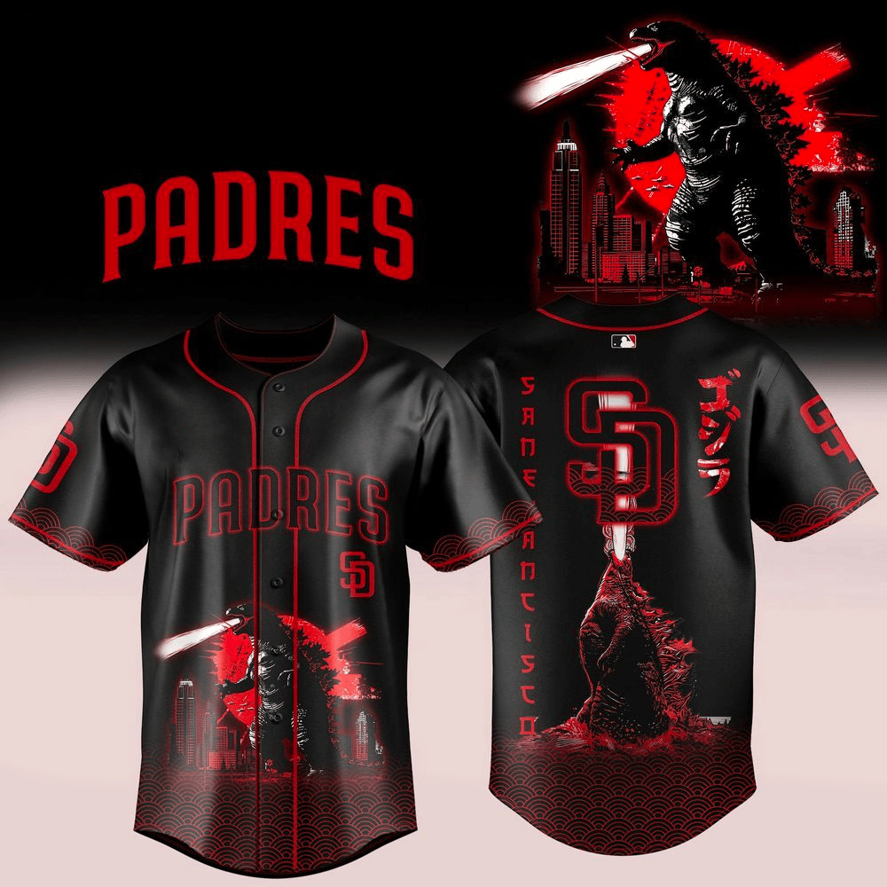 San Diego Padres x Godzilla 2026 Jersey Padres Merch Best Gifts For Baseball Lovers