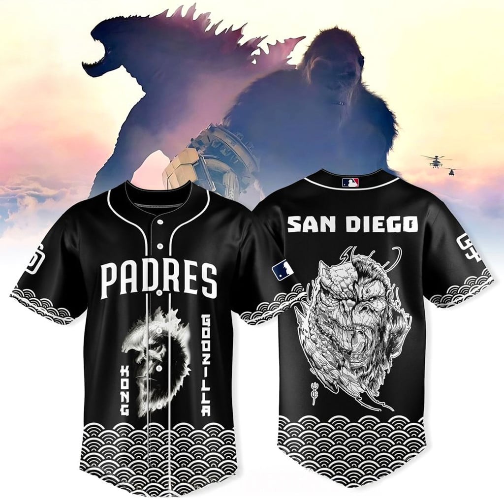San Diego Padres X Godzilla And Kong Jersey 2026 SD Padres Merch Best Gifts For Baseball Fans