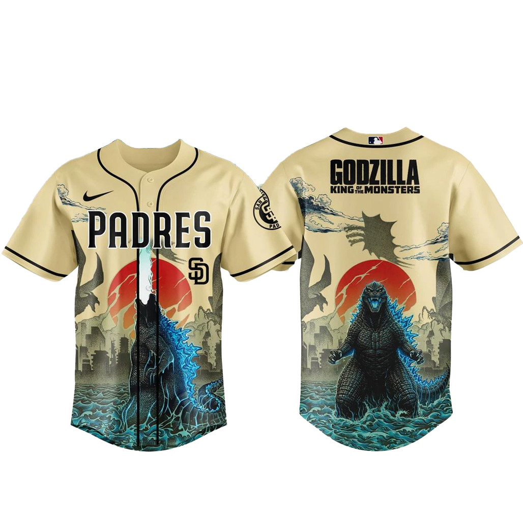 San Diego Padres x Godzilla King of The Monsters Baseball Jersey San Diego Padres x Godzilla King of The Monsters Baseball Jersey - Image 1